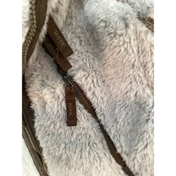 Kuhl Women's Flight Fuzzy Sherpa Full Zip Hooded Jacket Vest tan Size Medium - Picture 7 of 12